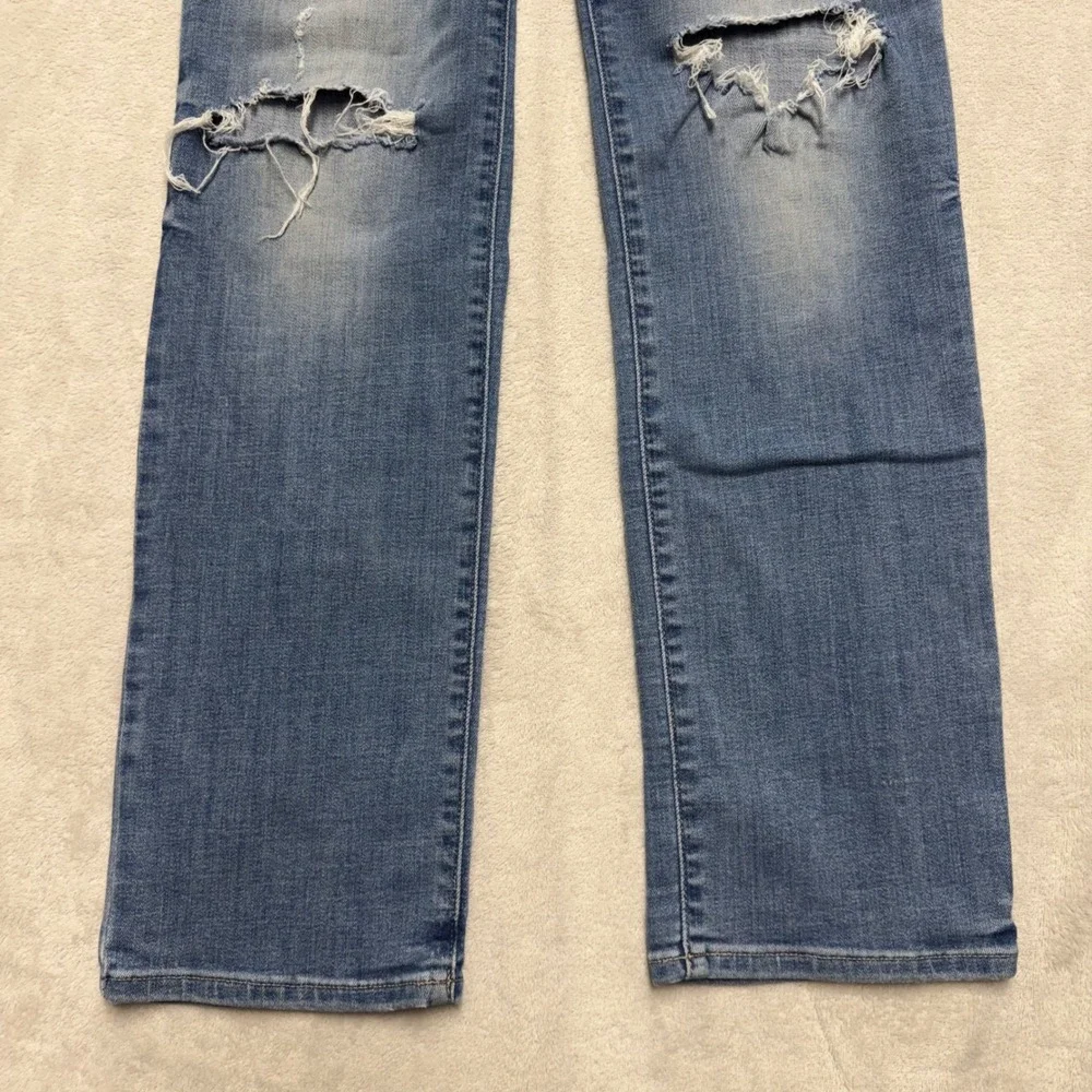 Lucky Brand‎ Sweet Mid Rise Straight Jeans Blue Distressed Denim 6/28 R